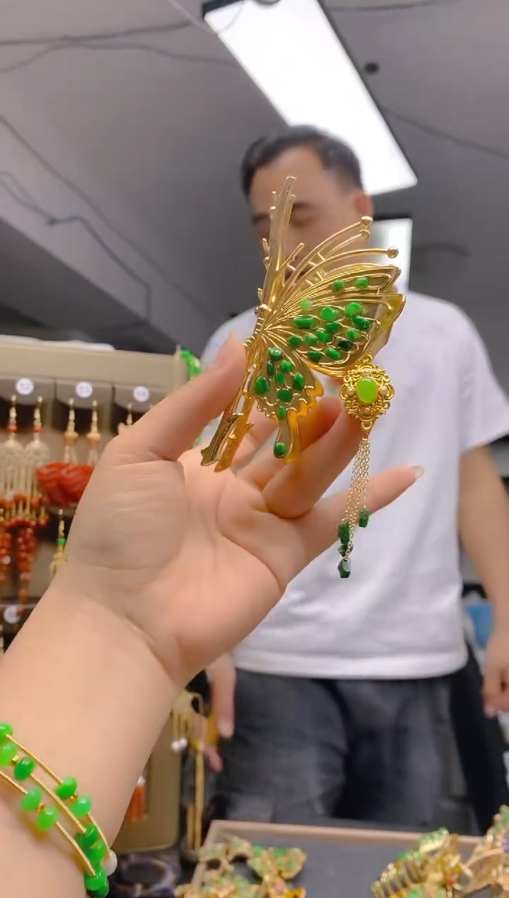 翡翠合金耳饰0462翡翠发簪