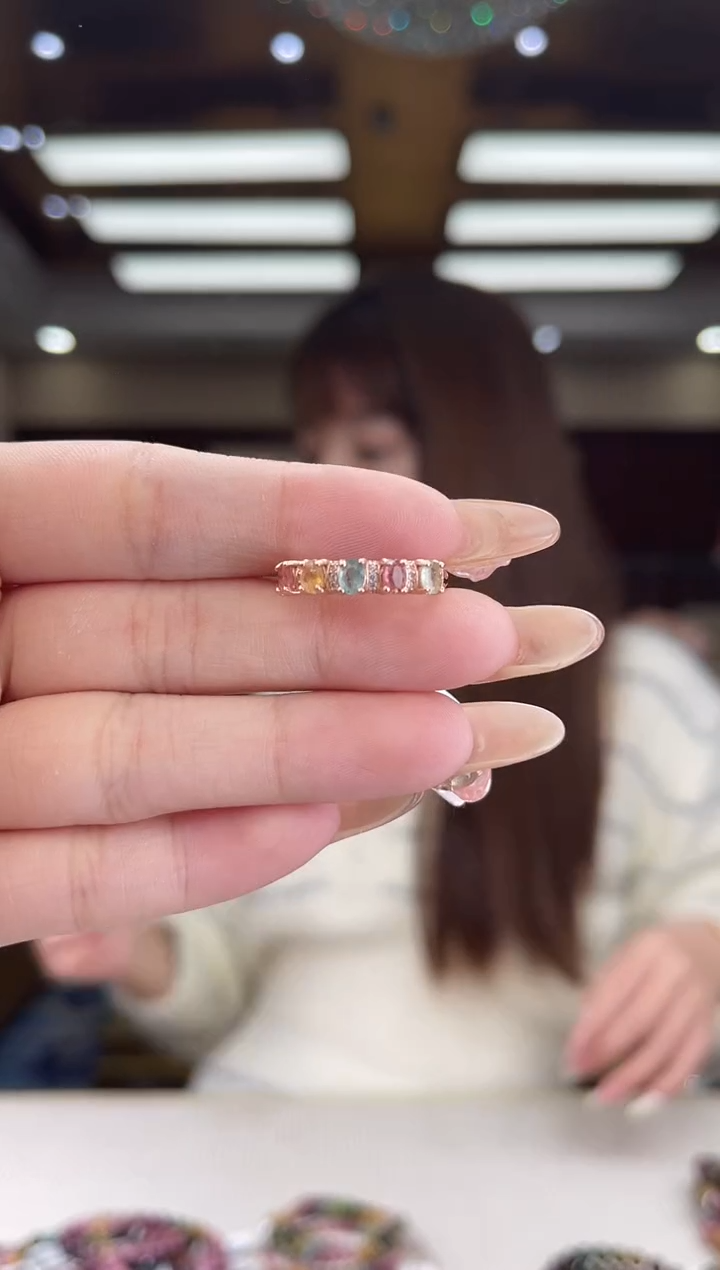 【闪购商品】碧玺/银S925镶嵌碧玺戒指1多样性发货