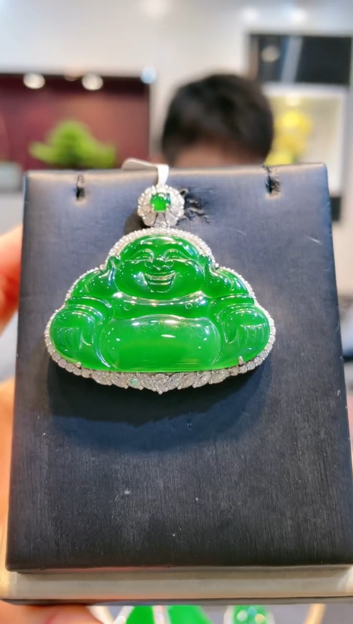 【闪购商品】翡翠颈饰18K金镶嵌A37天然A货翡翠吊坠