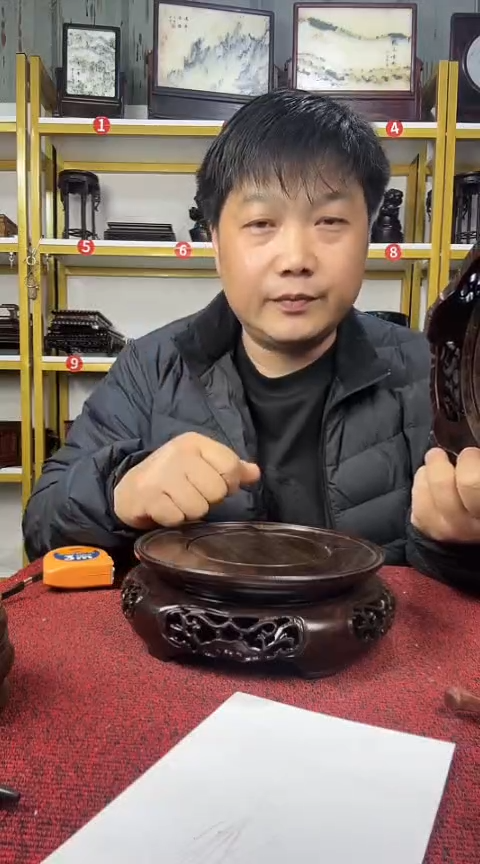 木非洲黑檀圆底座17.5*6.5CM