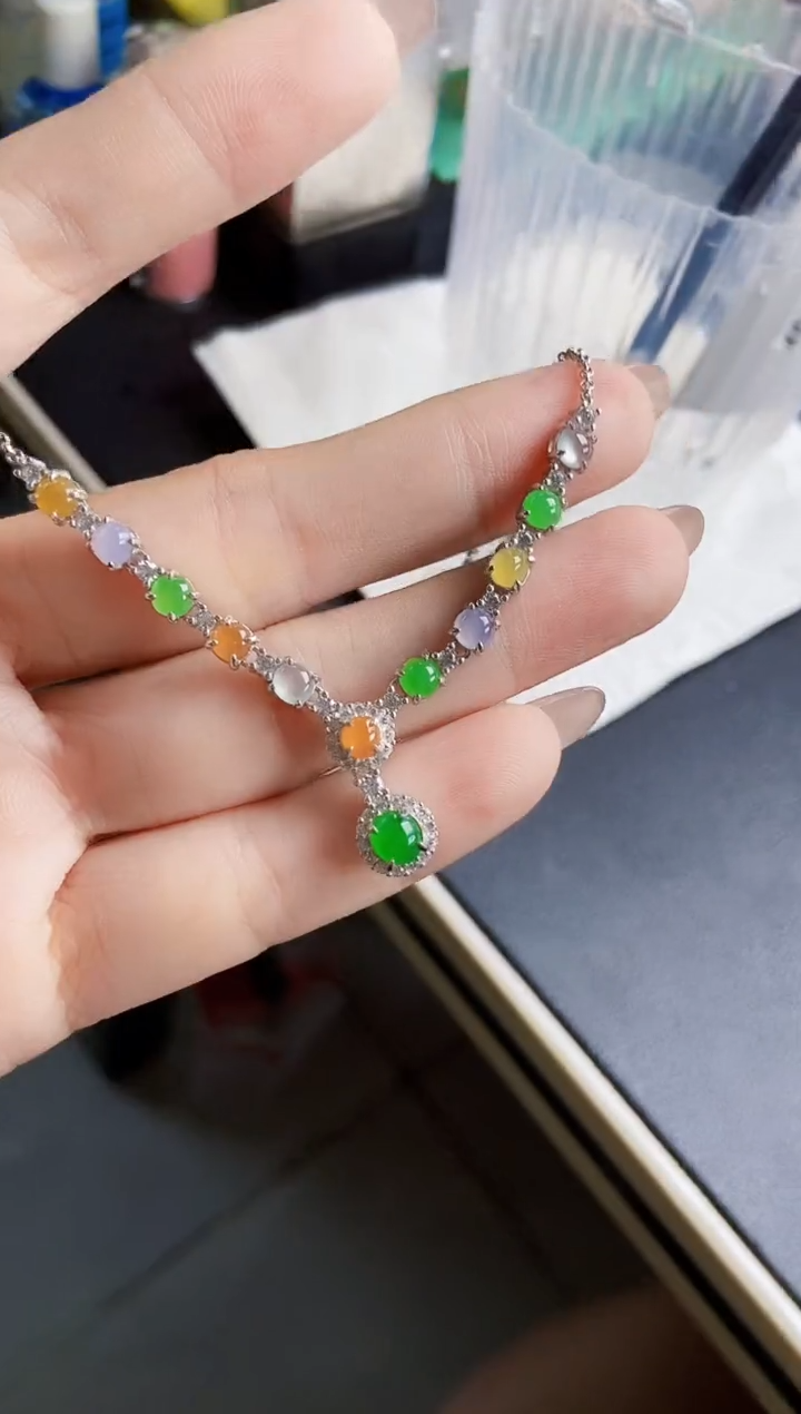 翡翠银S925镶嵌颈饰12