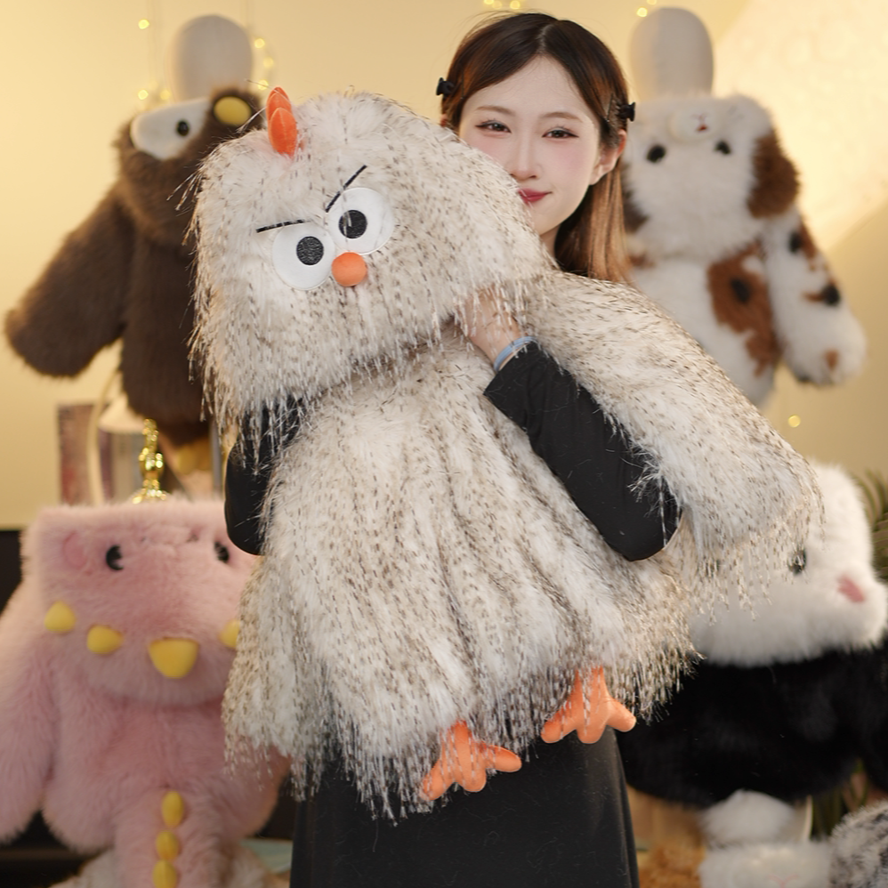 YS亲子男女童冬款毛绒毛茸茸萌宝印第安小鸡草草冬季保暖加厚外套