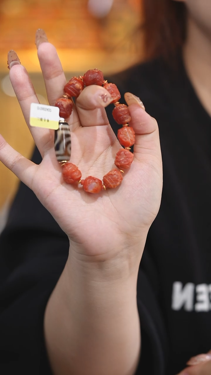 【闪购商品】玛瑙/玉髓颈饰未镶嵌Q31241二眼玛瑙手串
