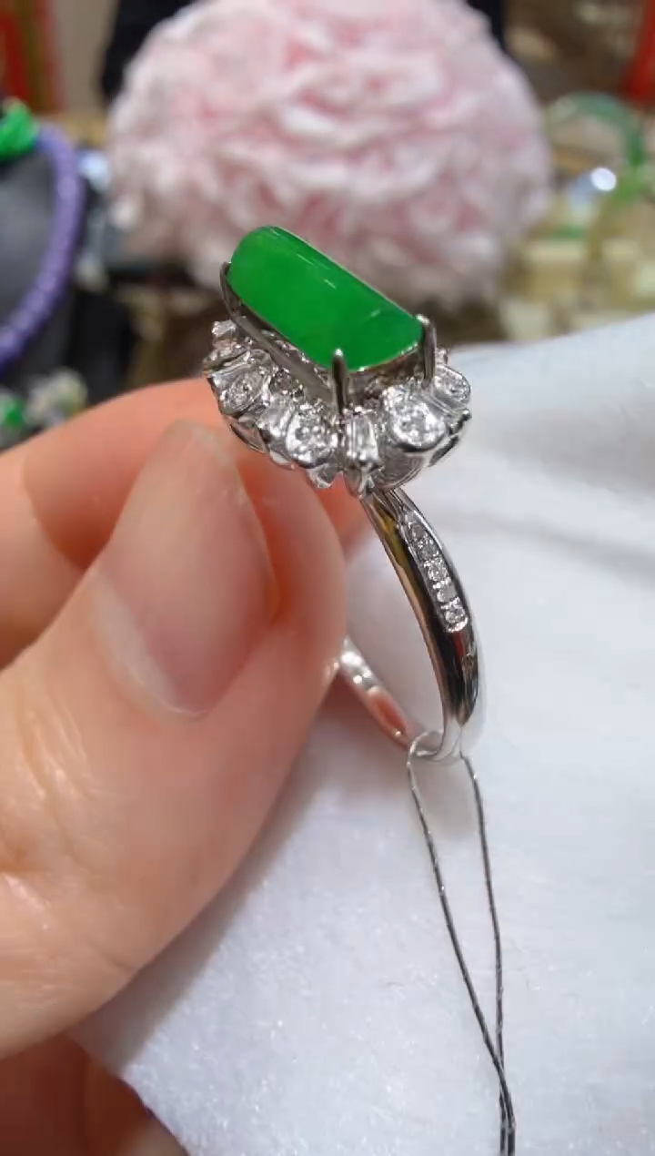 18K金镶嵌戒指翡翠多样性团购发一件