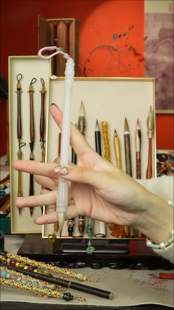 344号闪孤品高货毛笔链接 清水试笔 蘸墨不退