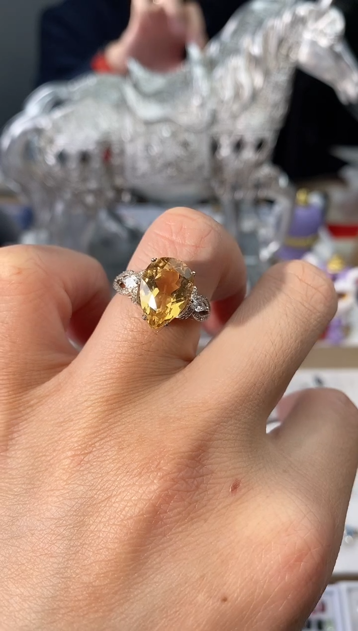 【闪购商品】黄晶戒指银S925镶嵌11111