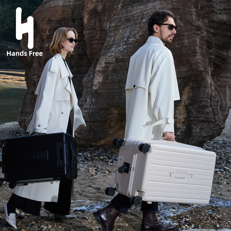 HandsFree大容量行李箱【双层防爆拉链、真桃皮绒内衬、减震刹车5轮】