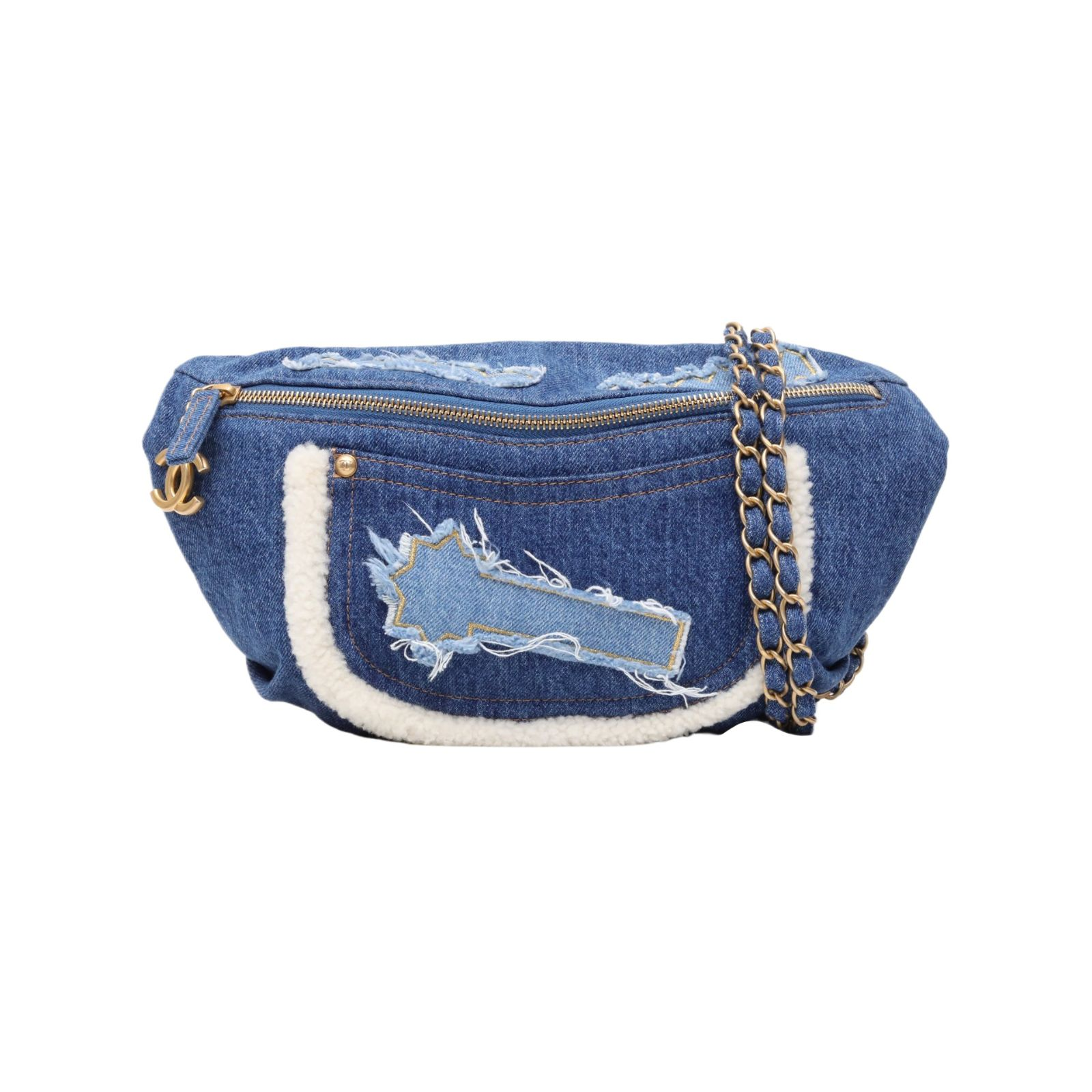 99新 Chanel/香奈儿 攀攀 飞行系列丹宁涂鸦 腰包 28开