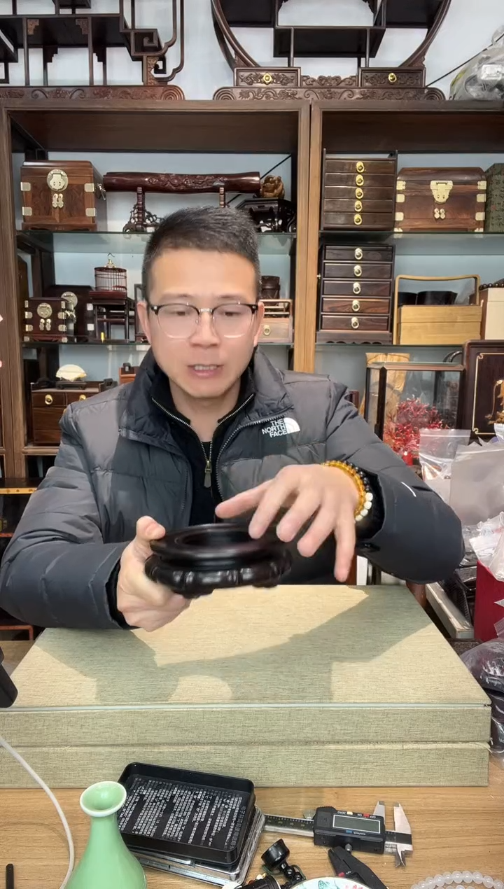 乌木类书架225紫光檀镂空葫芦底座12公分  