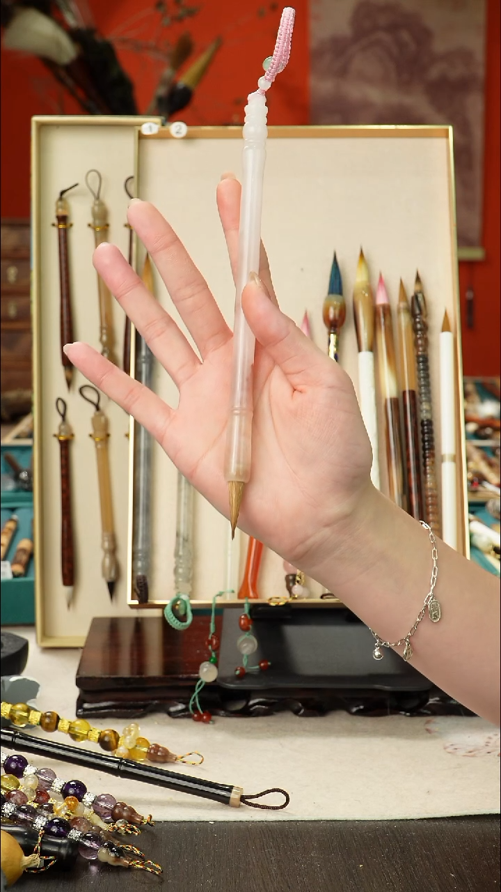 6号孤品高货毛笔链接 清水试笔 蘸墨不退