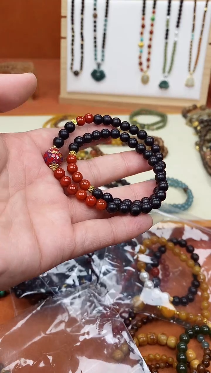 手串檀香紫檀（小叶紫檀）未镶嵌双圈印度小叶紫檀南红手串