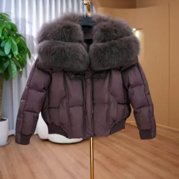 2025新款冬季高级感大翻领气质时尚女外套短款羽绒服保暖