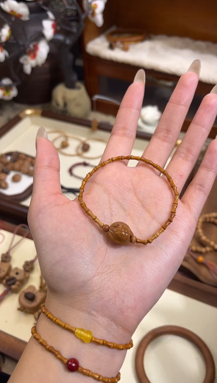 手串桃核【桃缘行】竹节「锦鲤」桃木桃核辟、挡、驱、护 备注手围