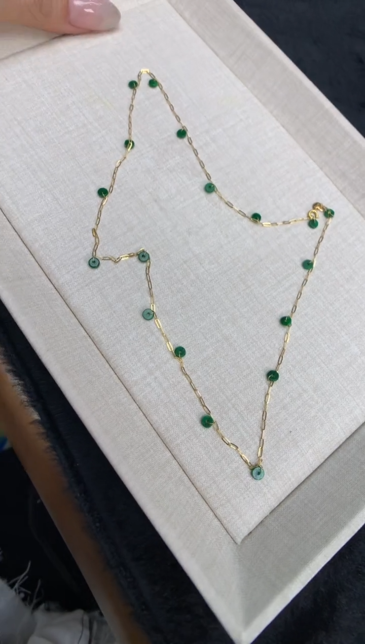 【闪购商品】翡翠颈饰18K金镶嵌满天星项链