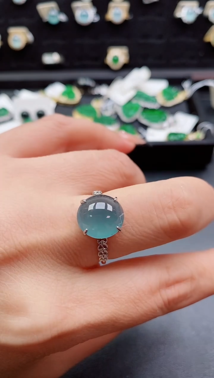 银S925镶嵌戒指翡翠1