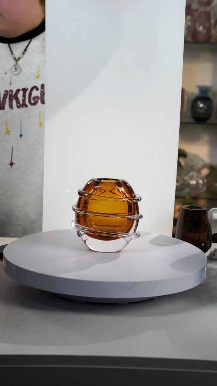 【闪购商品】琉璃【弘扬】高14轻奢琉璃花器正常手工痕迹