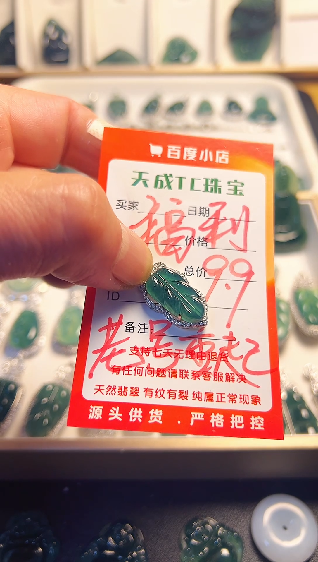 颈饰未镶嵌翡翠天然翡翠A货精品挂件