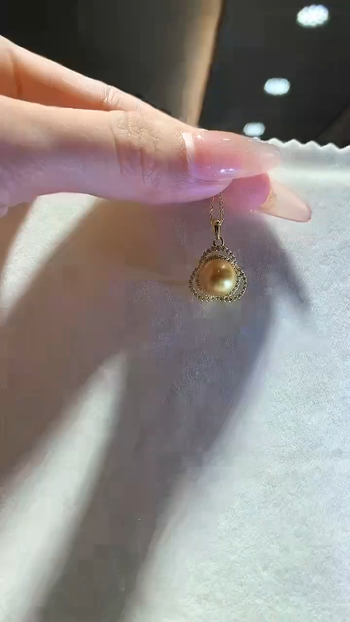 【闪购商品】海水珍珠吊坠（不含链）银S925镶嵌金珠吊坠ZZJ