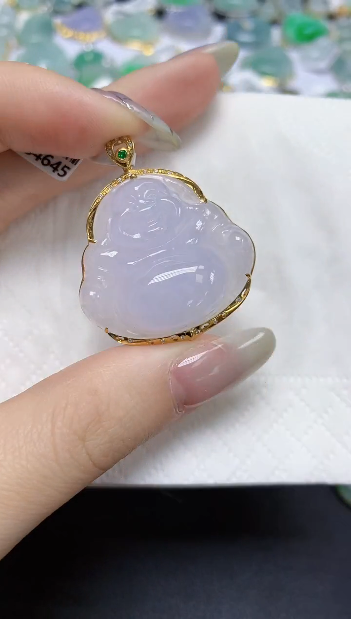 【闪购商品】翡翠18K金镶嵌颈饰天然缅甸翡翠A货