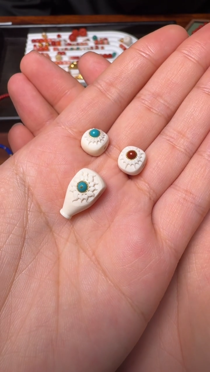 把件猛犸象牙雕刻三通套装