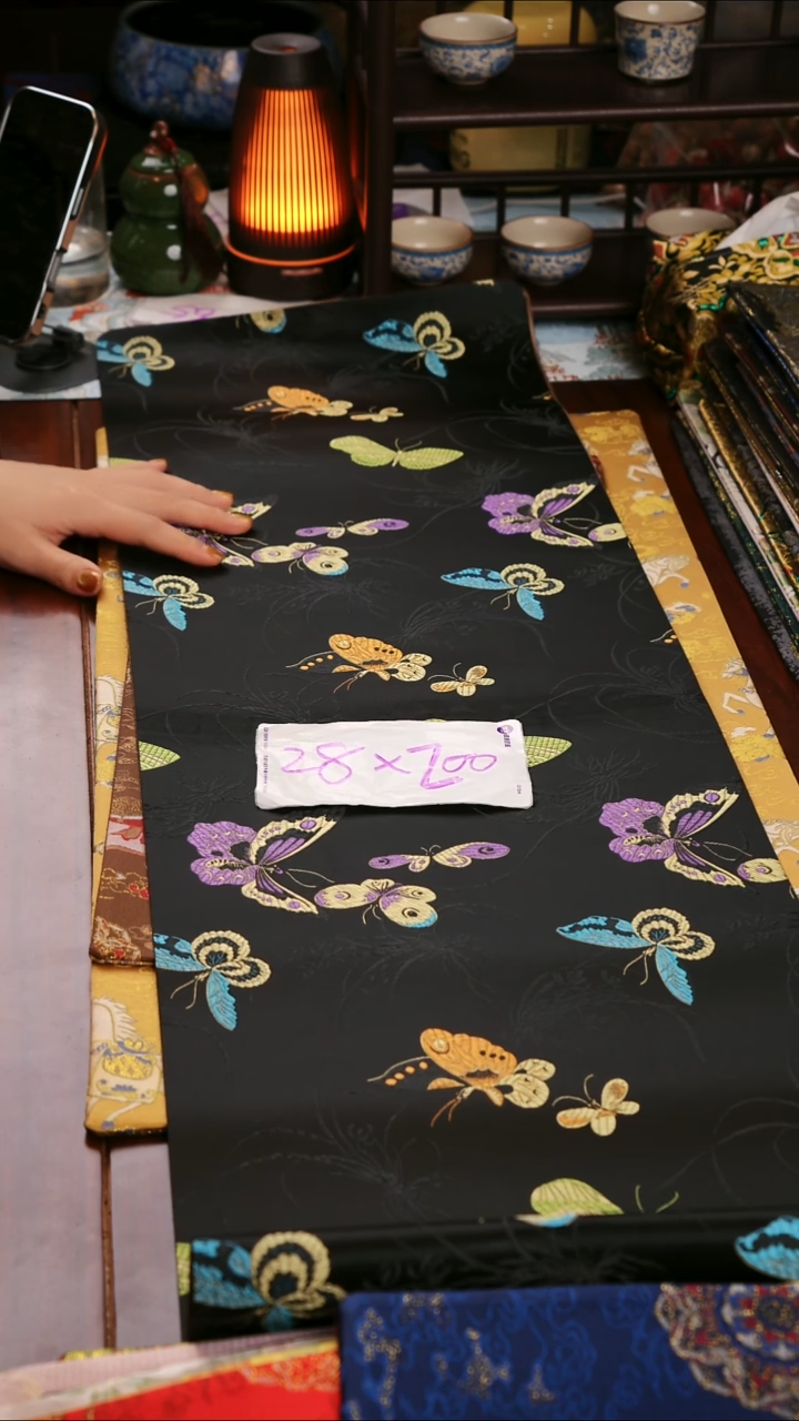 【梦幻蝴蝶单面】中国风干泡织锦茶席28*200