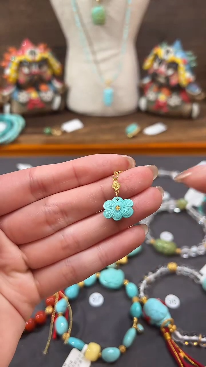 【闪购商品】绿松石提溜18K金镶嵌绿松石提溜