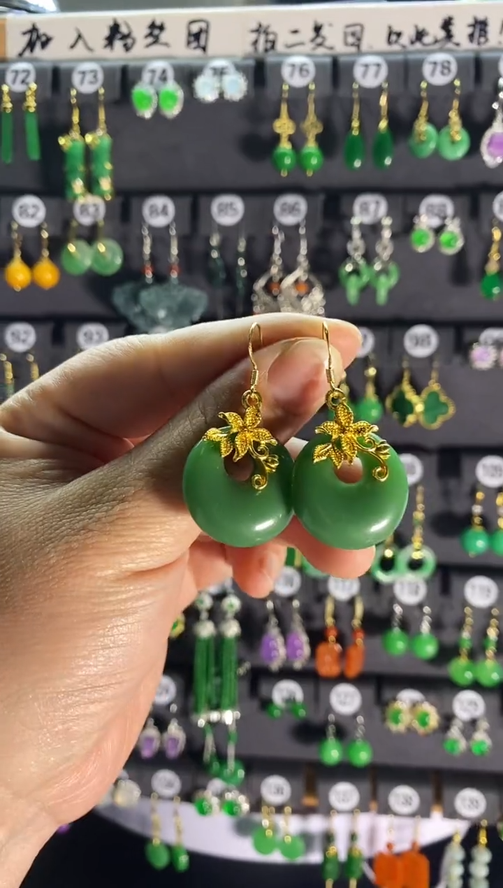 【闪购商品】和田玉耳饰银S925镶嵌337