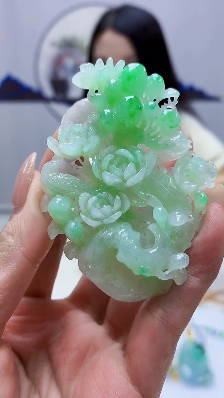 未镶嵌定制翡翠轩***云3495MM-毛货挂件106