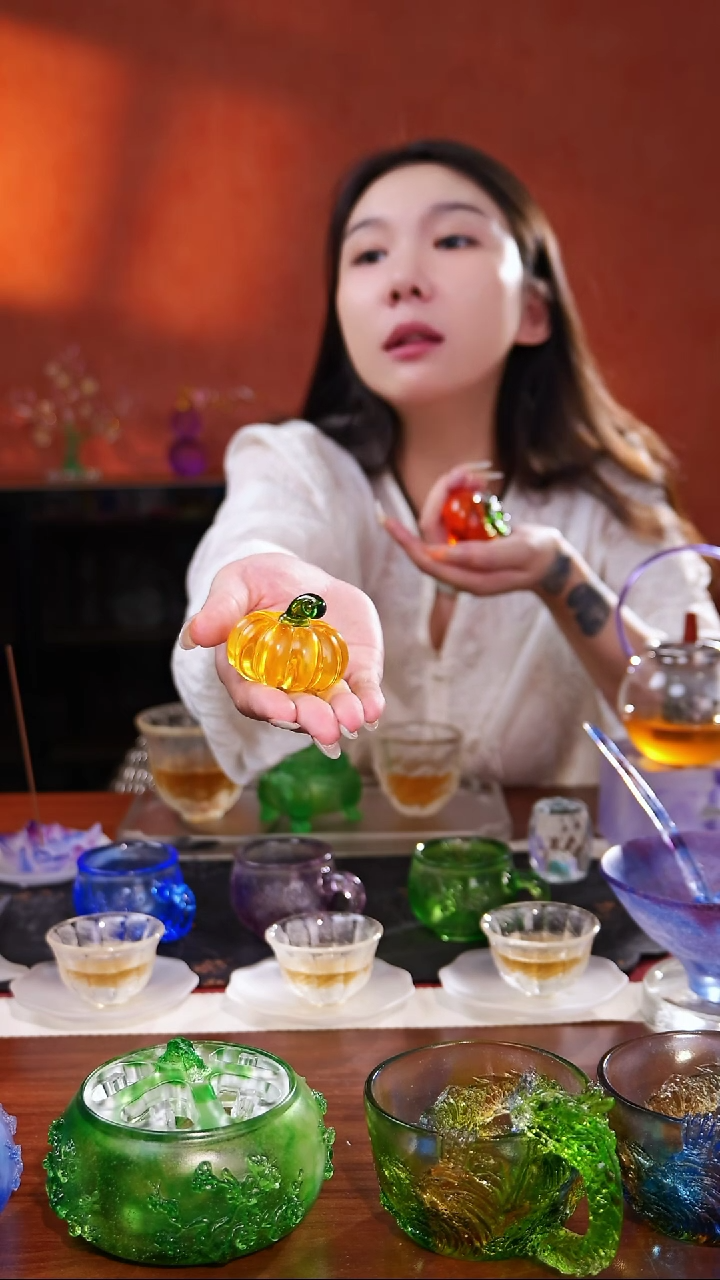 琉璃小南瓜茶宠茶摆件