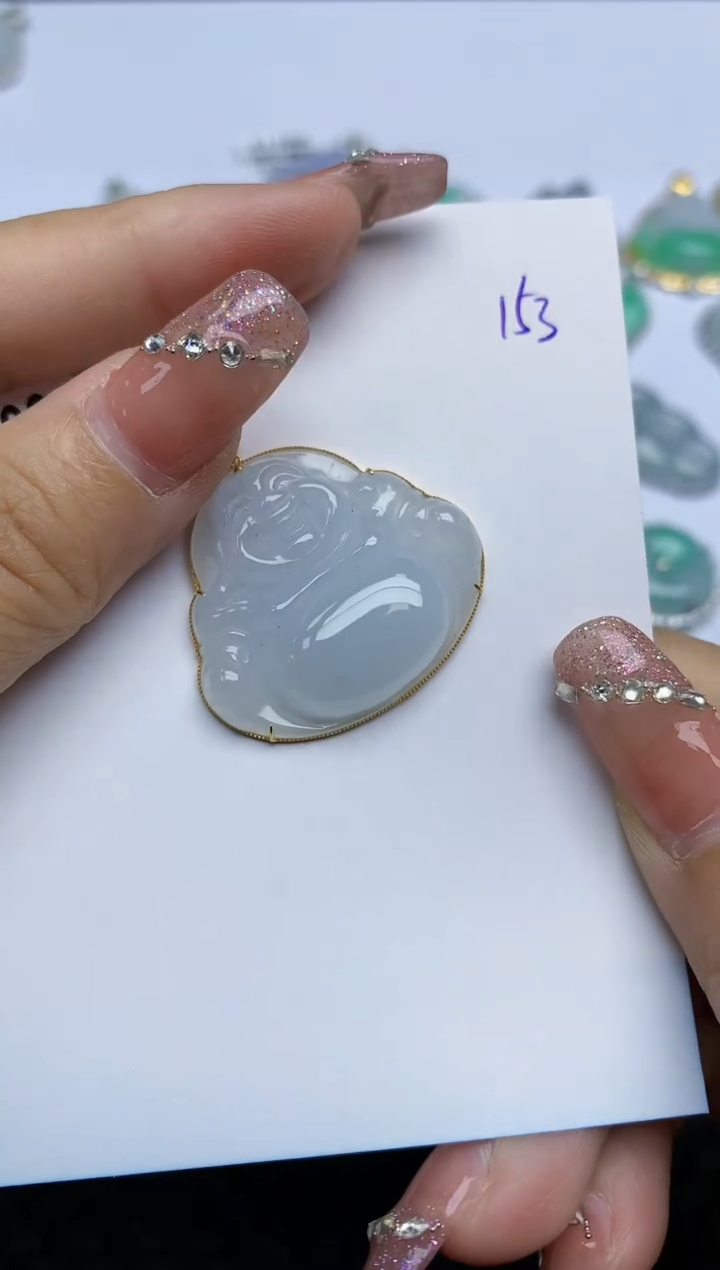 【闪购商品】翡翠颈饰18K金镶嵌天然A货翡翠 