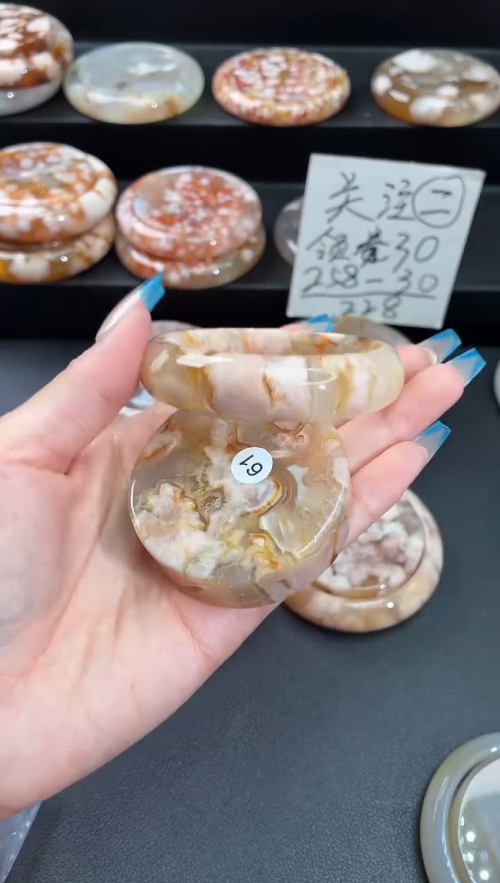 手镯玛瑙/玉髓未镶嵌石英质玉55圈55/56带(赠送镯心)