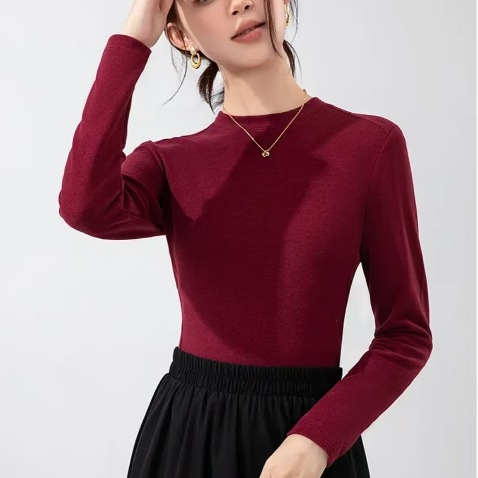 9385-（安可拉红）山茶油鱼骨德绒打底衫