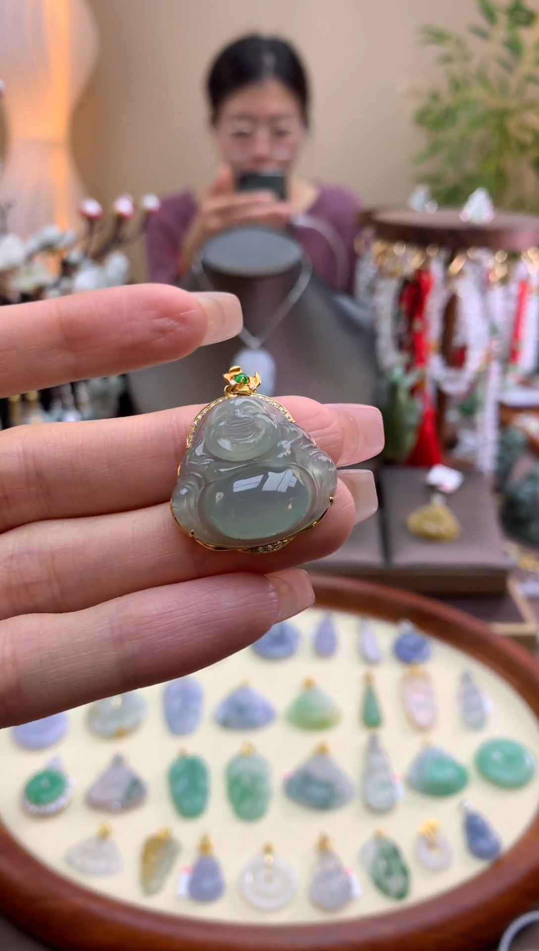 【闪购商品】翡翠颈饰18K金镶嵌佛公