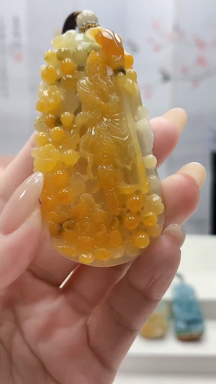 未镶嵌定制翡翠问*5060lr-毛货挂件105