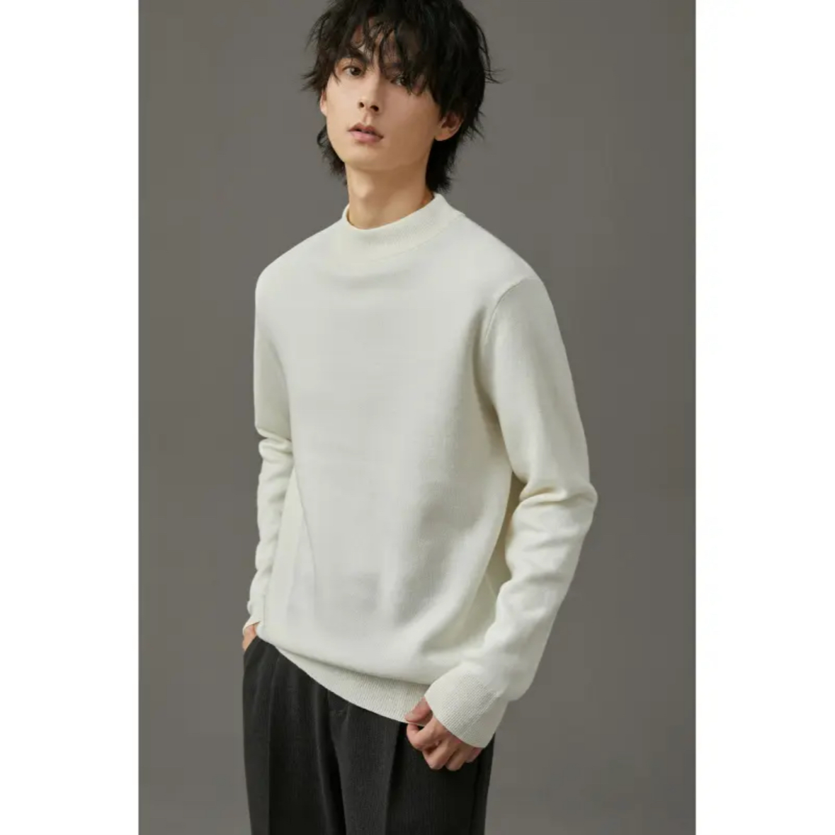 半高领毛衣男百搭加厚款秋冬季毛衫宽松上衣中领男士针织衫BDE331