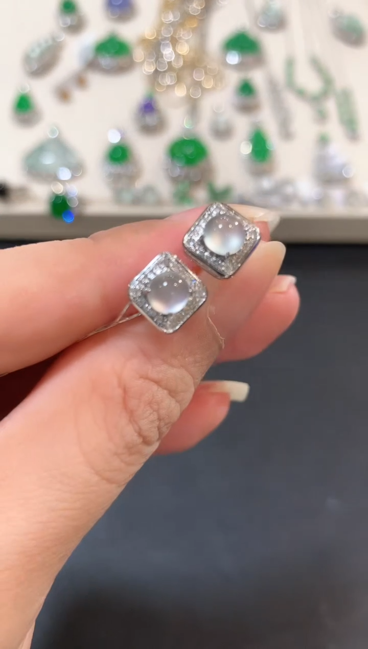 翡翠18K金镶嵌耳饰b30多样性一件发货