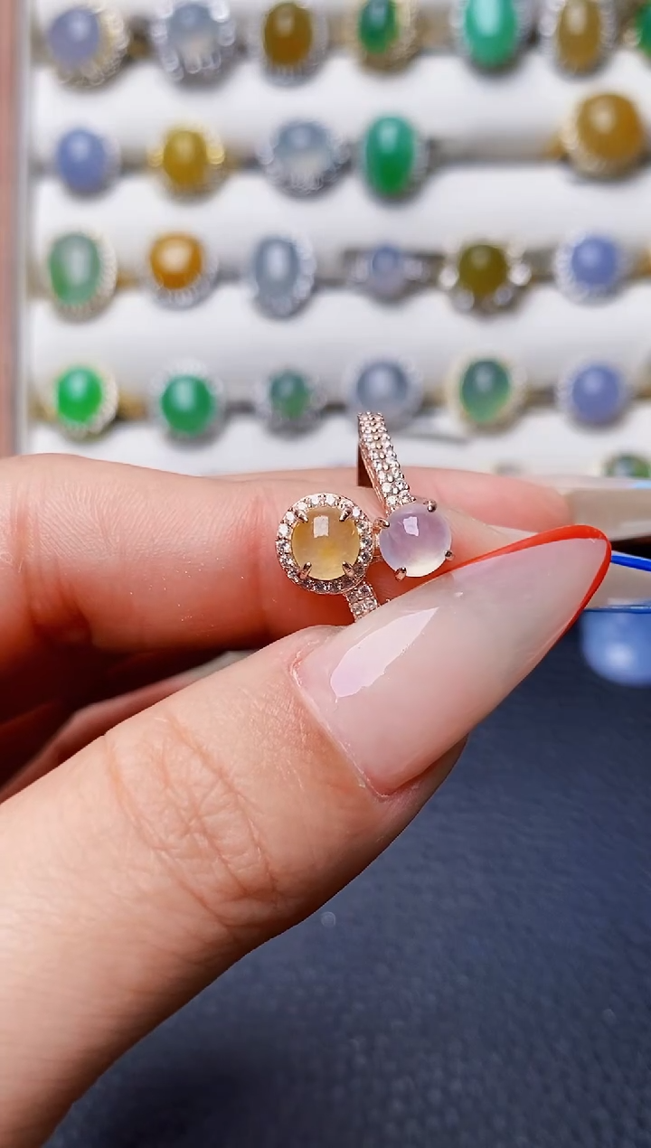 银S925镶嵌戒指翡翠4346