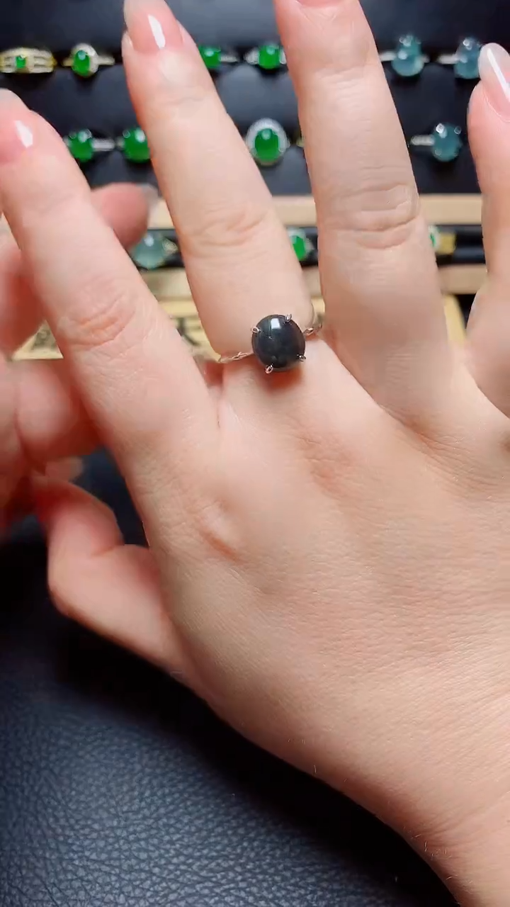 翡翠戒指银S925镶嵌天然翡翠A货s925银镶