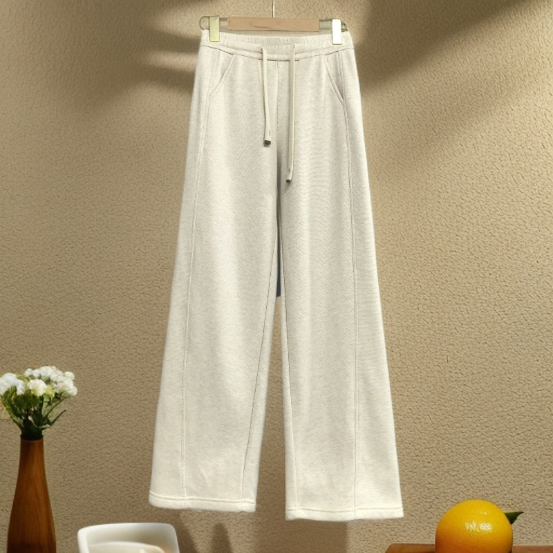 加绒加厚香蕉裤女秋冬季抽绳高腰宽松休闲垂感直筒阔腿裤KZ746