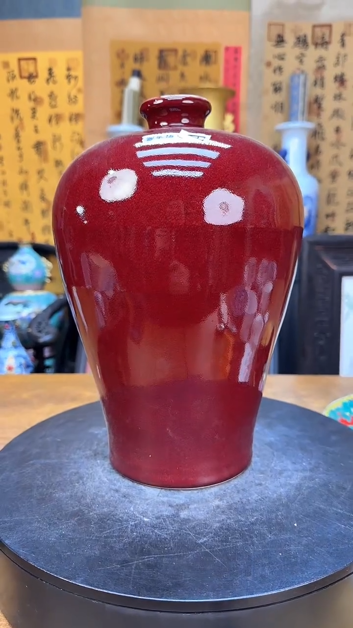 【闪购商品】瓶景德镇陶瓷客厅摆件祭红梅瓶