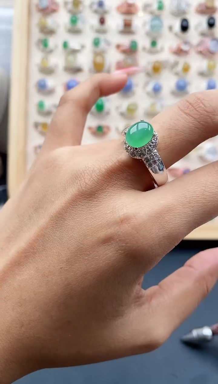 【闪购商品】翡翠戒指未镶嵌缅甸天然A货翡翠555  8+6