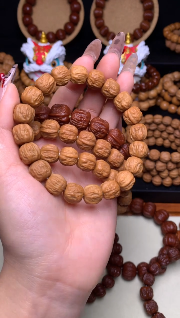 【闪购商品】文玩核桃手串12-13mm+金蟾蛤蟆头龙炎深雕全品