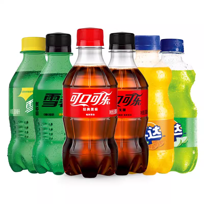 【5瓶】可口可乐含糖芬达雪碧300毫升碳酸饮料