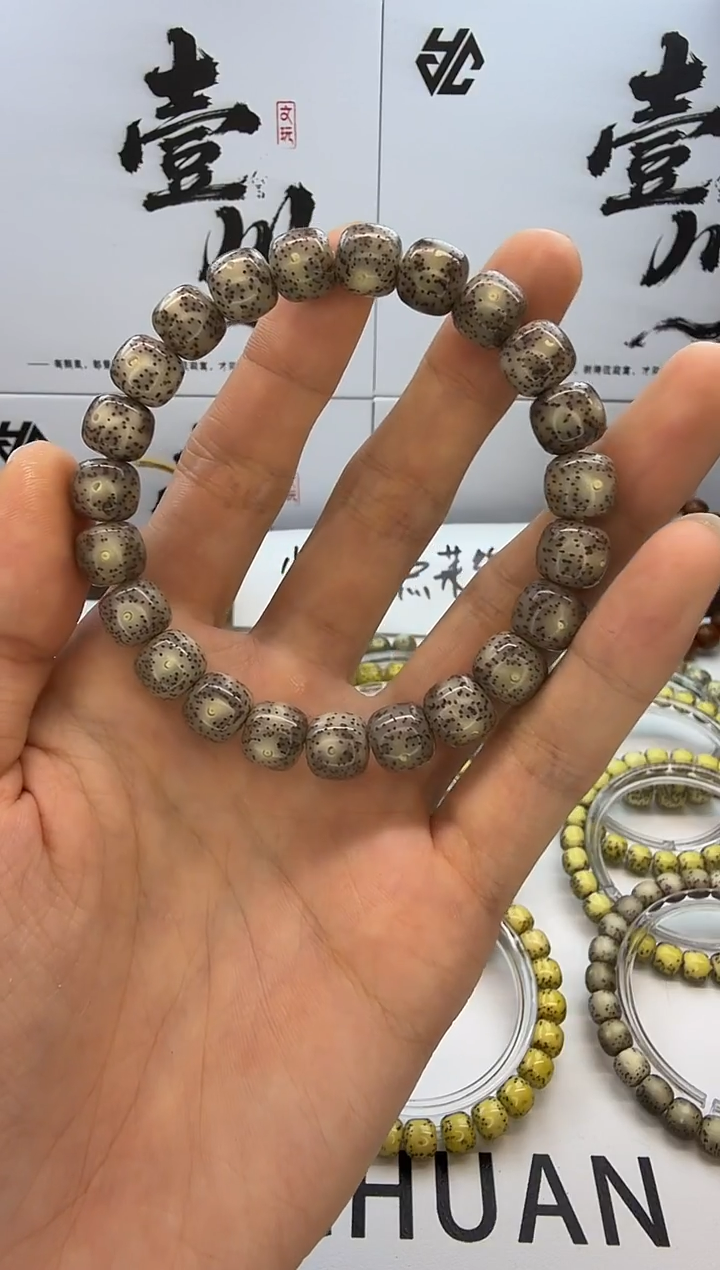 手串星月菩提10/9  冰糖玉化 星点货 带眼留白 同枝果 169