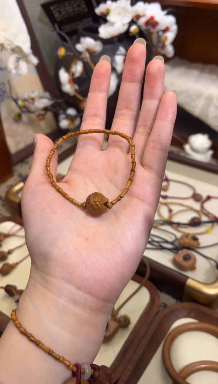 手串桃核【桃缘行】竹节「锦鲤」桃木桃核辟、挡、驱、护 备注手围