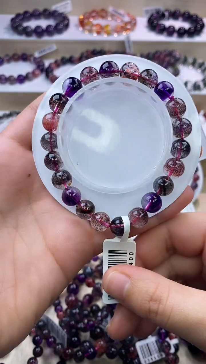 水晶手链未镶嵌黑加仑超七单圈9m+