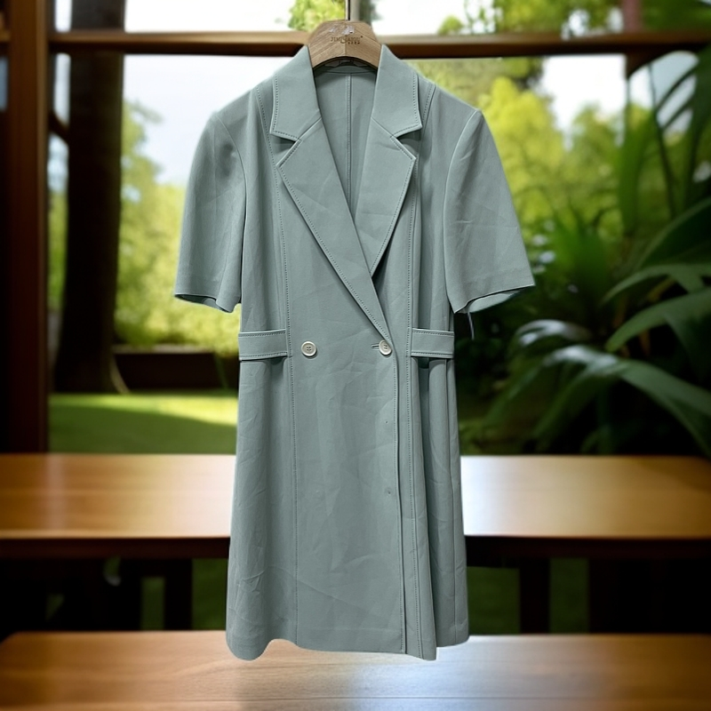 LR074  西装领纯色系短袖连衣裙 LWL332Y091