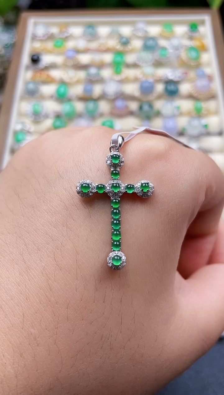 颈饰银S925镶嵌翡翠183