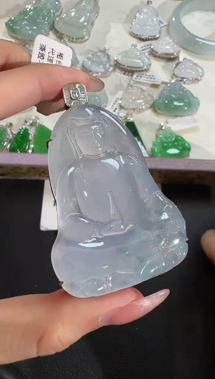 【闪购商品】翡翠吊坠(不含链)18K金镶嵌【源头工厂】钻石镶嵌