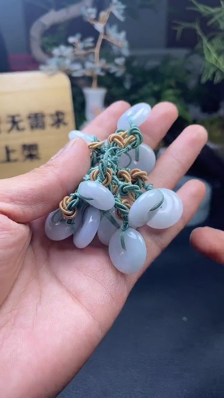 翡翠未镶嵌颈饰车挂多样性发其一 给一个平安扣